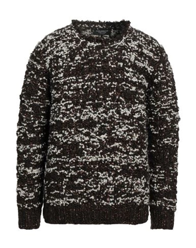 DOLCE & GABBANA DOLCE & GABBANA MAN SWEATER DARK BROWN SIZE 36 VIRGIN WOOL, POLYAMIDE, METALLIC POLYESTER, ACRYLIC, 