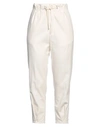 White Sand Woman Pants Cream Size 8 Cotton