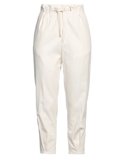 White Sand Woman Pants Cream Size 8 Cotton