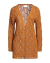 Daniele Fiesoli Woman Cardigan Camel Size 3 Linen, Organic Cotton In Beige