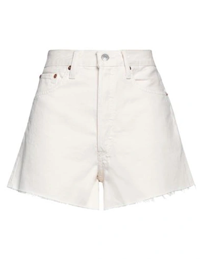 Re/done Woman Denim Shorts Ivory Size 30 Cotton In White