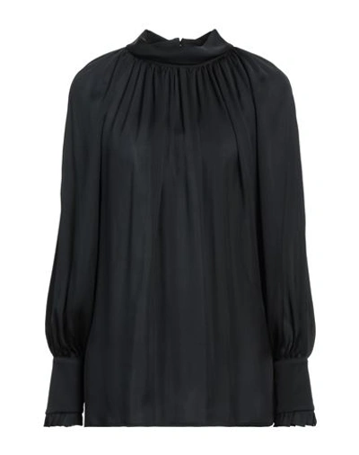 Eleventy Woman Blouse Black Size 4 Silk In Blue