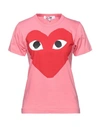 Comme Des Garçons Play Woman T-shirt Pink Size L Cotton