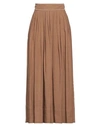 Chloé Woman Maxi Skirt Camel Size 4 Linen, Silk In Beige