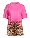 Roberto Cavalli Woman T-shirt Fuchsia Size L Cotton In Pink