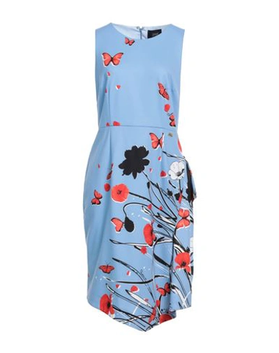 Cavalli Class Woman Midi Dress Sky Blue Size 14 Polyester, Elastane