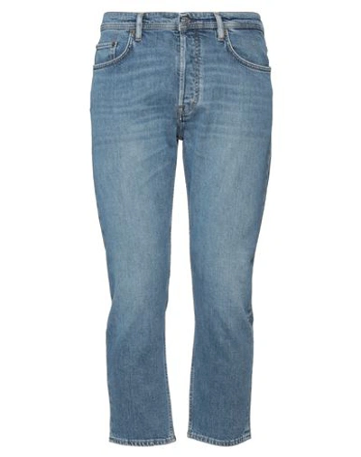 Acne Studios Man Denim Cropped Blue Size 34 Cotton, Elastane