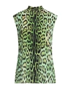 Roberto Cavalli Jaguar And Exotic Stripe-print Top In Green