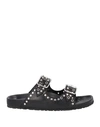 Dondup Woman Sandals Black Size 11.5 Soft Leather In Black