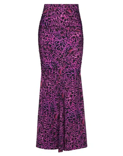 Roberto Cavalli Woman Maxi Skirt Purple Size 6 Polyamide, Elastane
