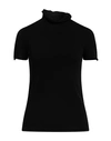 Twinset Woman Turtleneck Black Size Xl Viscose, Polyester