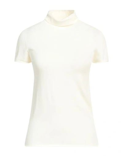 Twinset Woman Turtleneck Ivory Size L Viscose, Polyester In White