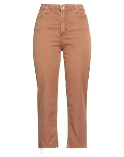 Take-two Woman Jeans Brown Size 28 Cotton, Elastane In Brown