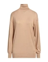 Tom Ford Woman Turtleneck Camel Size M Cashmere, Silk In Beige