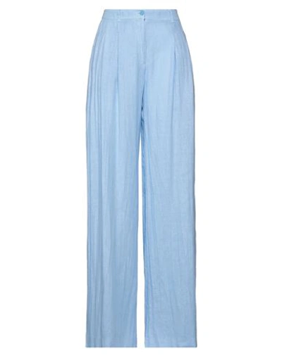 Access Fashion Woman Pants Light Blue Size L Linen