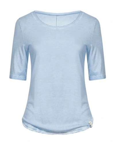 Henry Christ Woman T-shirt Light Blue Size S Cotton, Modal