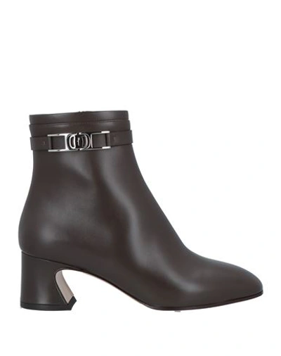 Ferragamo Woman Ankle Boots Dark Brown Size 9 Calfskin