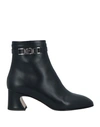 Ferragamo Woman Ankle Boots Black Size 9.5 Calfskin In Black