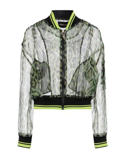 Roberto Cavalli Woman Jacket Lime Green Size 4 Polyester, Cotton