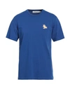 Maison Kitsuné Man T-shirt Bright Blue Size Xs Cotton