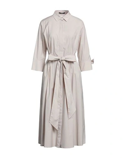 Sly010 Woman Midi Dress Beige Size 12 Cotton, Elastane