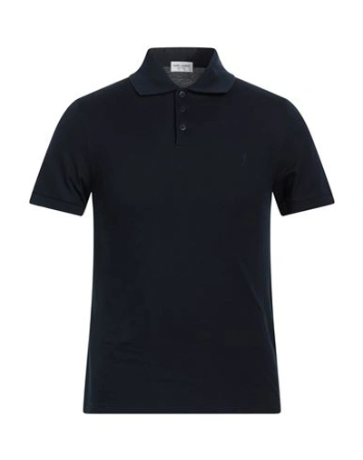 Saint Laurent Man Polo Shirt Midnight Blue Size Xs Cotton