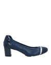Hogan Woman Pumps Navy Blue Size 6.5 Soft Leather, Textile Fibers