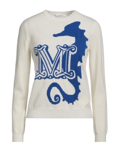 Max Mara Graphic Logo Embroidered Knit Sweater In White
