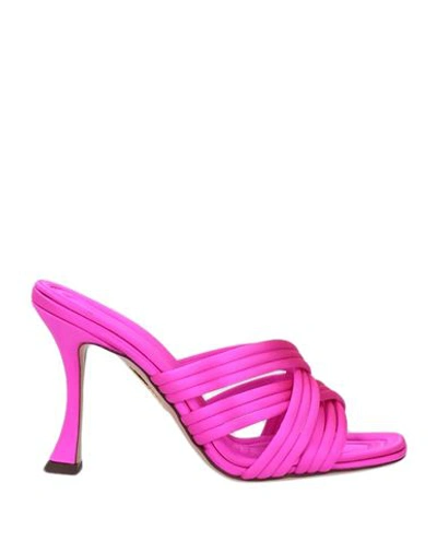 Aquazzura Woman Sandals Fuchsia Size 10 Textile Fibers In Pink