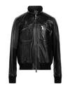 Dsquared2 Man Jacket Black Size 42 Ovine Leather