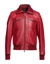 Dsquared2 Man Jacket Red Size 46 Ovine Leather