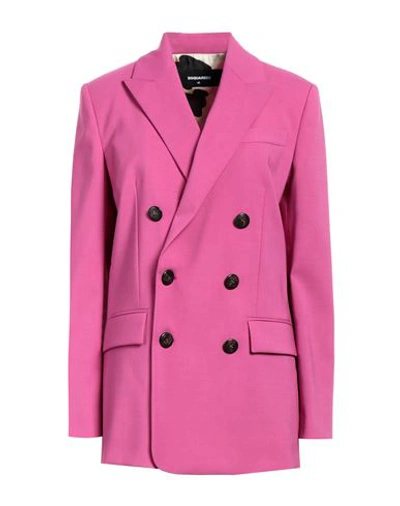 Dsquared2 Woman Blazer Fuchsia Size 6 Polyester, Virgin Wool, Elastane In Pink