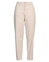Berna Woman Jeans Beige Size 10 Cotton, Elastane