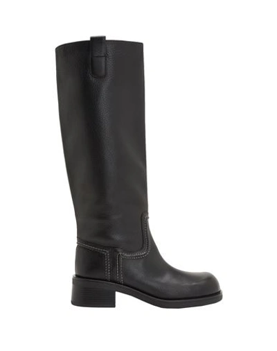 8 By Yoox Grain Leather High Boots Woman Knee Boots Black Size 10 Calfskin