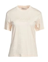 Agnona T-shirt With Embroidered Logo In Beige