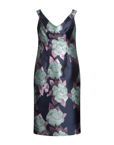 Nefertari Woman Midi Dress Navy Size 12 Polyester, Metal In Navy Blue