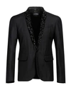 Dsquared2 Man Blazer Black Size 42 Virgin Wool, Silk, Viscose In Black