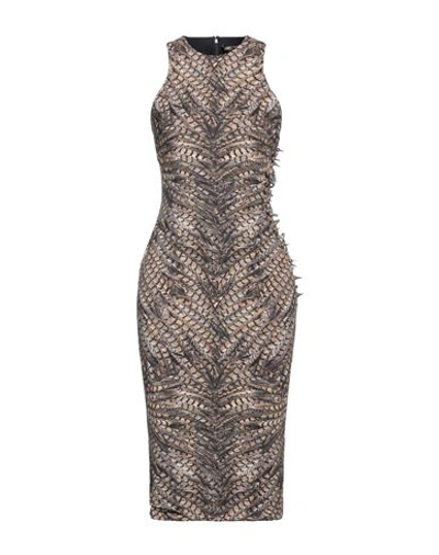 Roberto Cavalli Woman Midi Dress Brown Size 8 Polyamide, Elastane