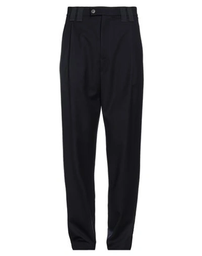 Giorgio Armani Man Trousers Midnight Blue Size 40 Virgin Wool In Black