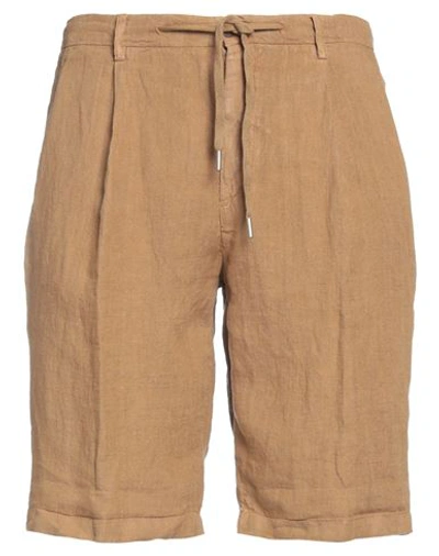 40weft Man Shorts & Bermuda Shorts Camel Size 36 Linen In Beige
