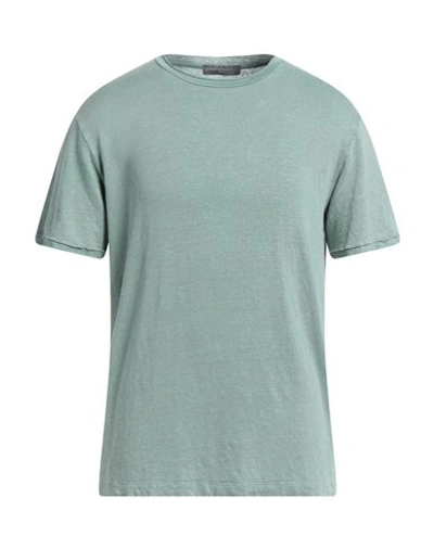 Daniele Fiesoli Man T-shirt Sage Green Size L Linen, Elastane In Sage Green