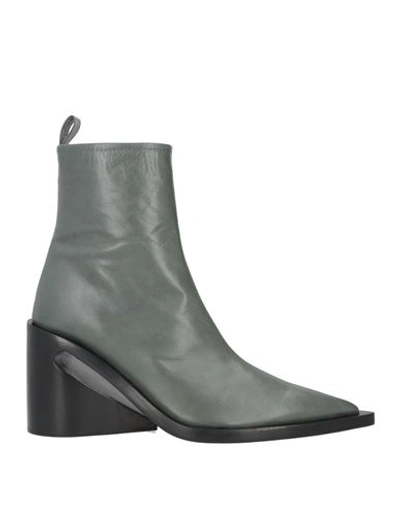 Jil Sander Woman Ankle Boots Grey Size 8 Soft Leather, Textile Fibers