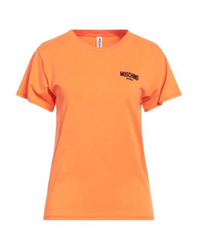 Moschino Woman T-shirt Orange Size S Cotton, Elastane