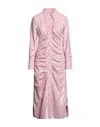 Ganni Open-back Sequined Recycled Satin Midi Shirt Dress In Pink