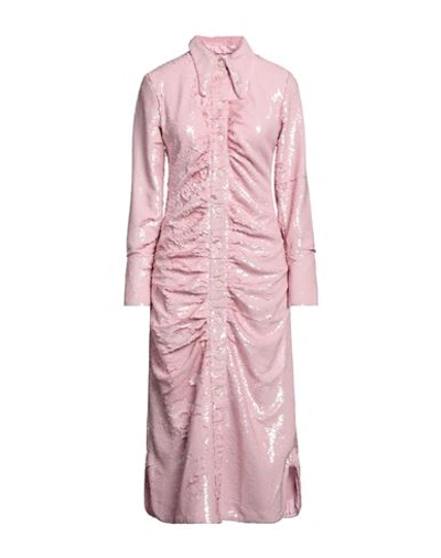 GANNI GANNI WOMAN MIDI DRESS PINK SIZE 6 POLYESTER