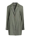 Fedeli Woman Overcoat & Trench Coat Military Green Size M Linen, Silk