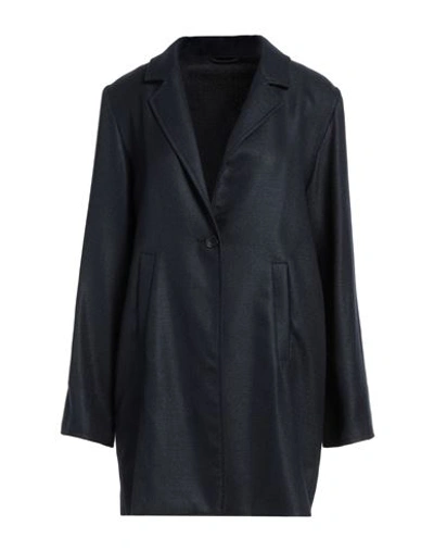 Fedeli Woman Overcoat & Trench Coat Midnight Blue Size L Linen, Silk In Blue