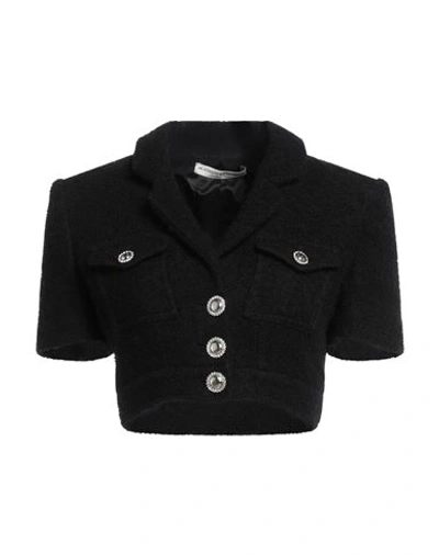 Alessandra Rich Woman Blazer Black Size 6 Virgin Wool, Polyamide