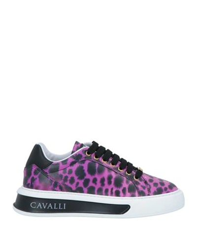 Roberto Cavalli Animal-print Low-top Trainers In Red