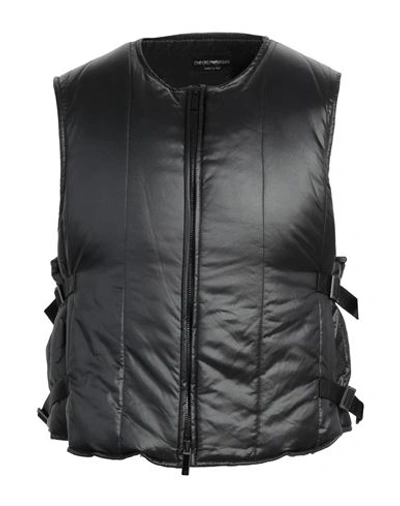 Emporio Armani Man Jacket Black Size 42 Polyamide, Pvc - Polyvinyl Chloride, Polyester, Polyurethane